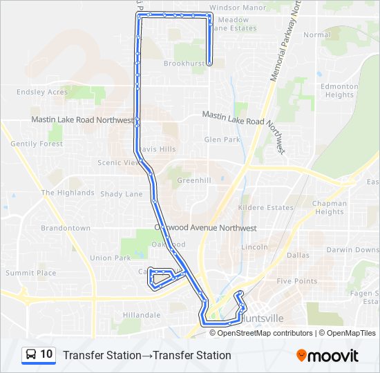 Mapa de 10 de autobús