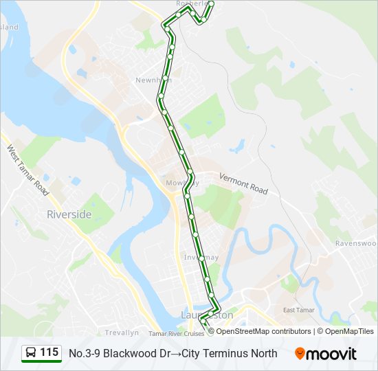 115 bus Line Map