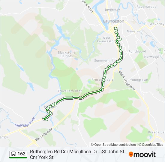 Bus 162 Route Map 162 Route: Schedules, Stops & Maps - Rutherglen Rd Cnr Mcculloch Dr‎→St  John St Cnr York St (Updated)