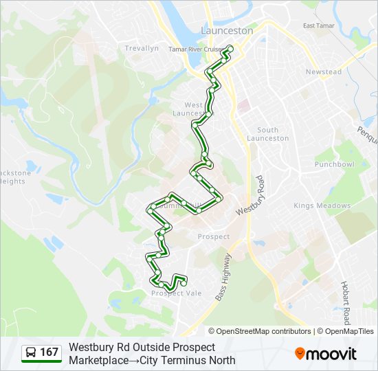 167 bus Line Map