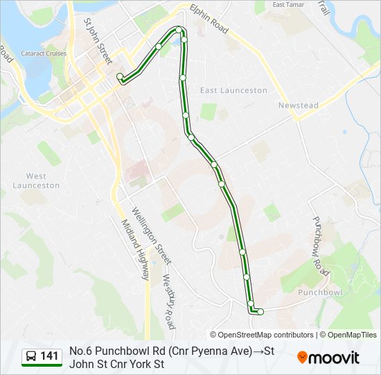 Mapa de 141 de autobús