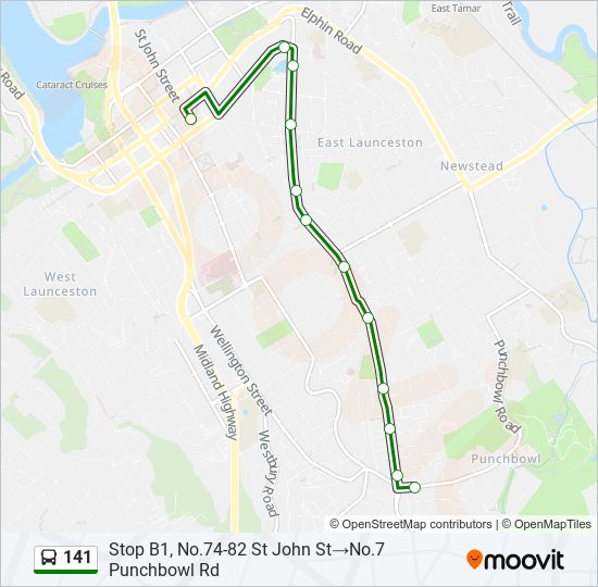 Mapa de 141 de autobús