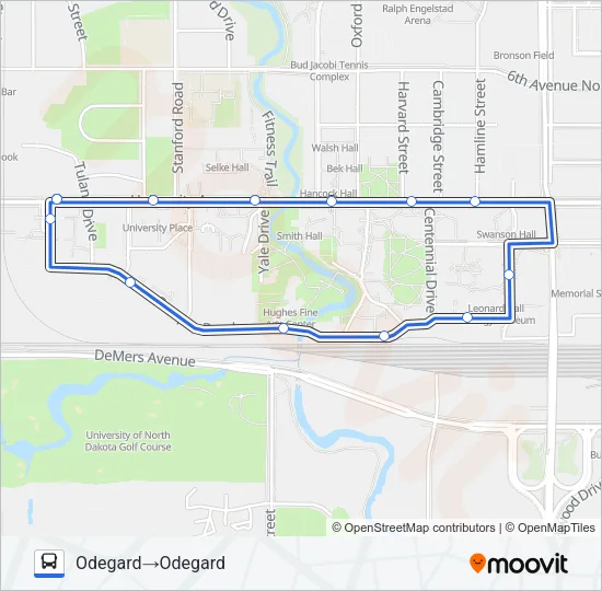 UND BLUE ROUTE Bus Line Map
