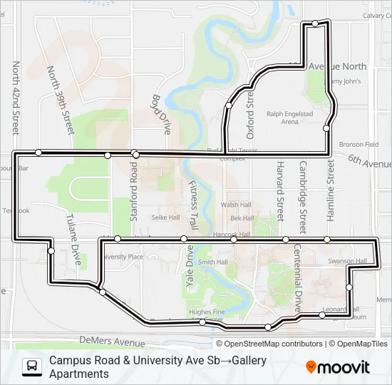 UND NIGHT ROUTE Bus Line Map