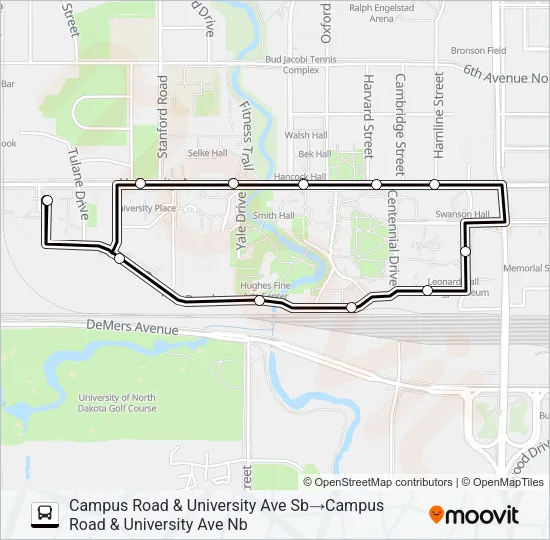 UND NIGHT ROUTE Bus Line Map