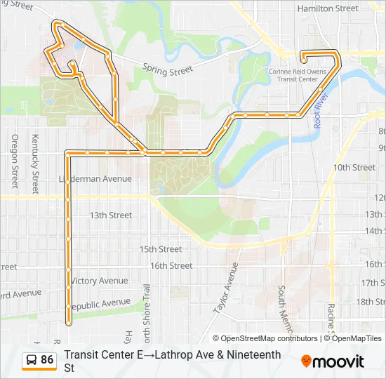 86 Bus Line Map