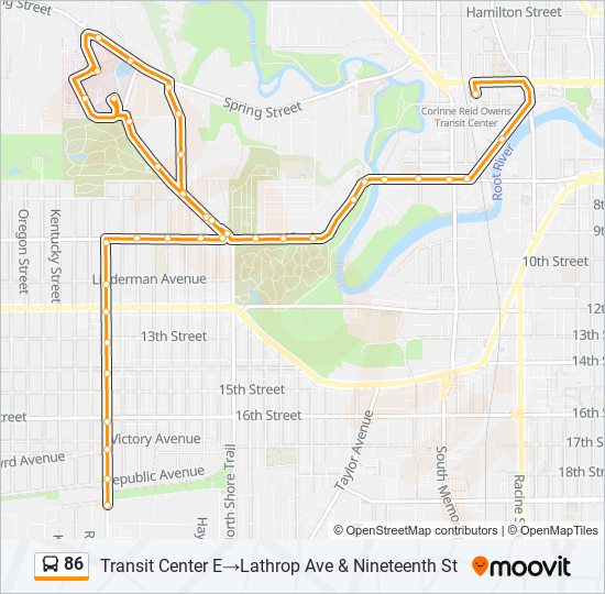 Mapa de 86 de autobús