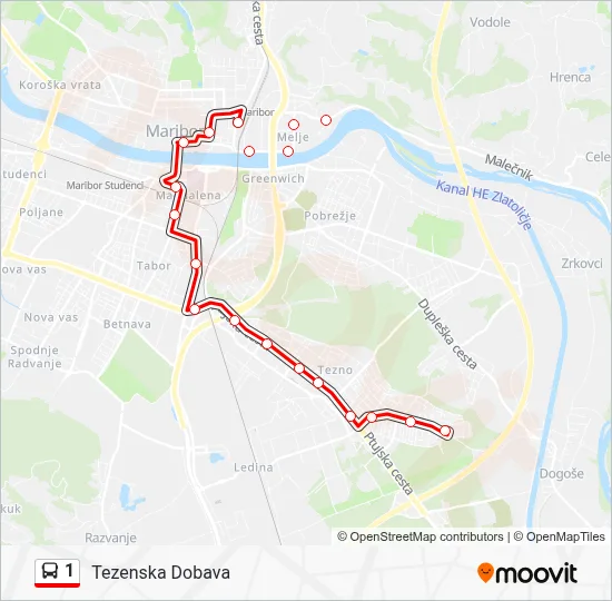 1 Bus Line Map