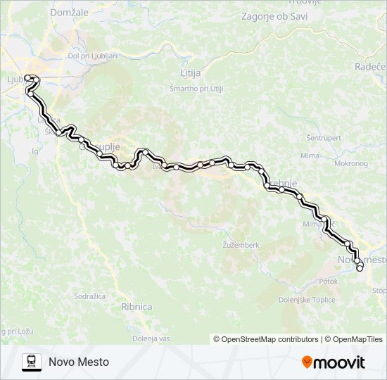 LJUBLJANA - NOVO MESTO - LP - VSE POSTAJE train Line Map