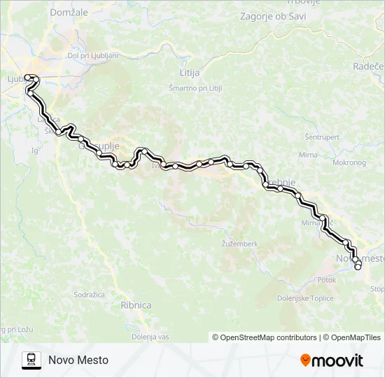 LJUBLJANA - NOVO MESTO - LP - VSE POSTAJE Train Line Map