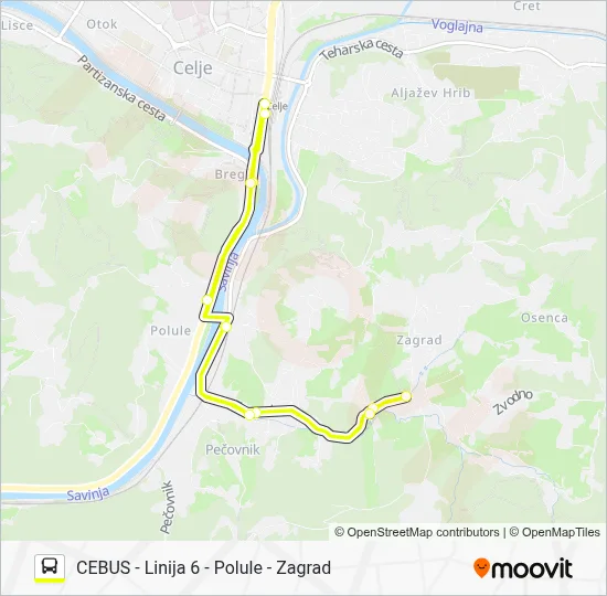 CEBUS - LINIJA 6 Bus Line Map