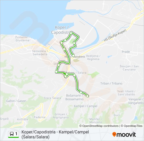 1 bus Line Map