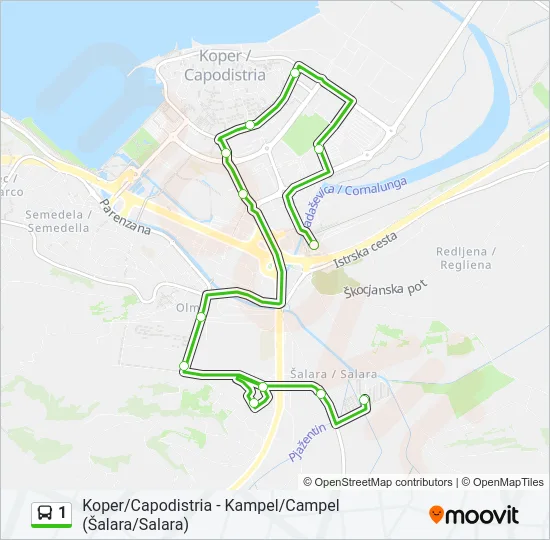 1 Bus Line Map