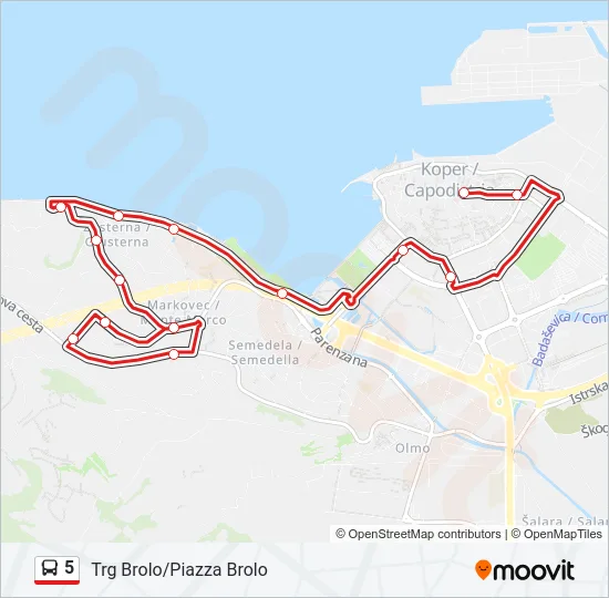 5 Bus Line Map