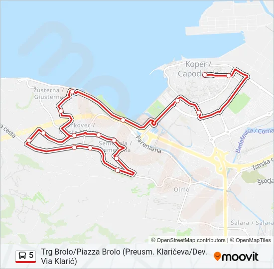 5 Bus Line Map