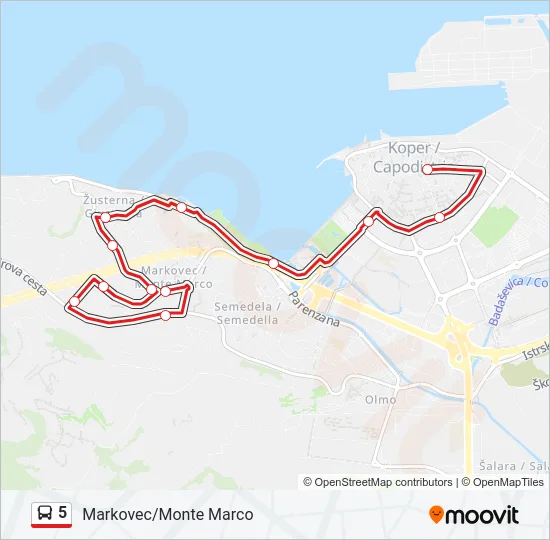 5 Bus Line Map