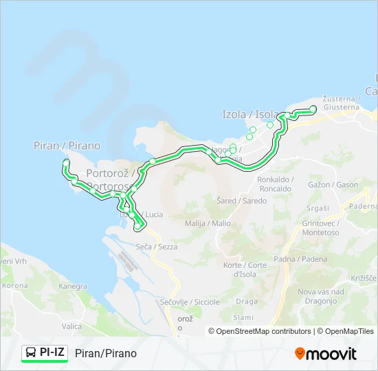 PI-IZ Bus Line Map