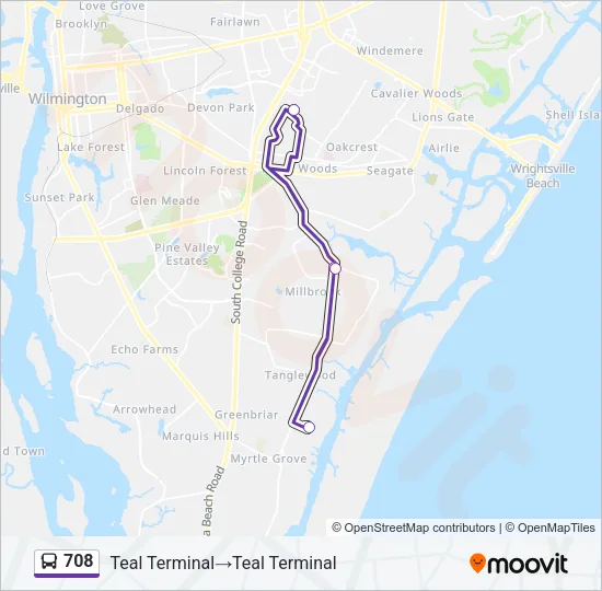 708 Bus Line Map