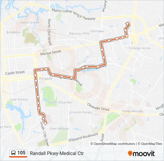105 Bus Line Map