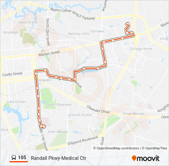 105 Bus Line Map