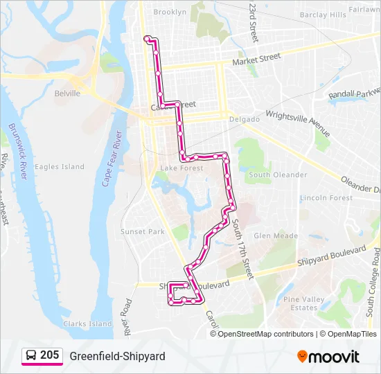 205 Bus Line Map