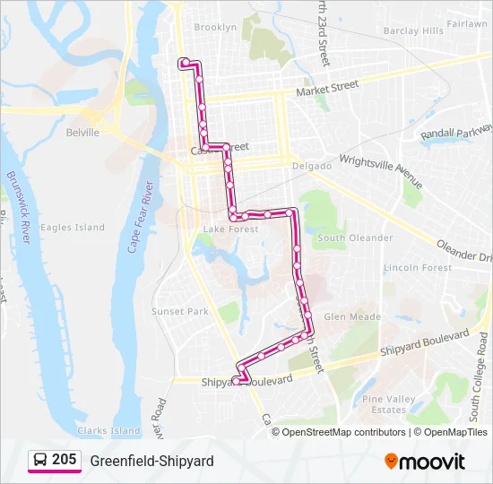 205 Bus Line Map