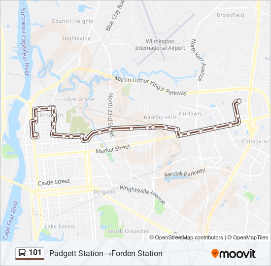 Mapa de 101 de autobús