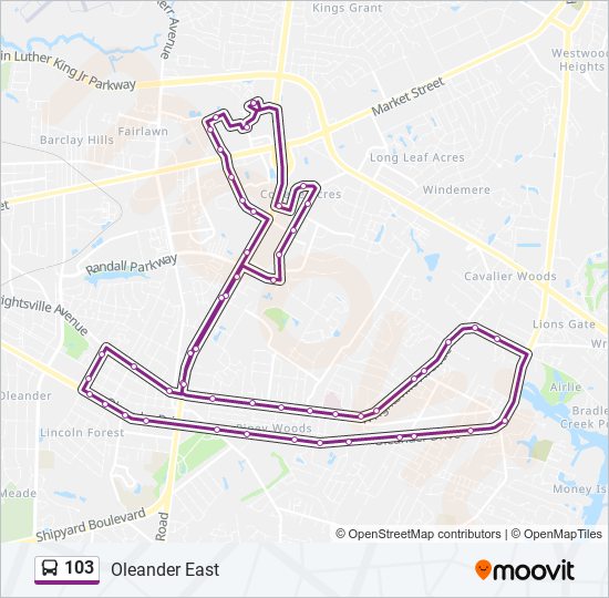 Mapa de 103 de autobús