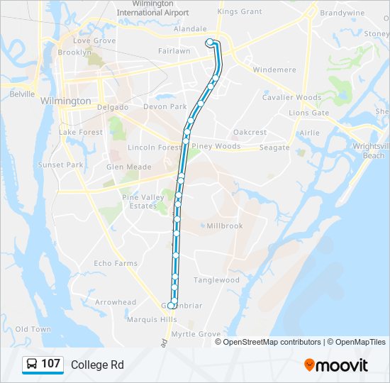 Mapa de 107 de autobús