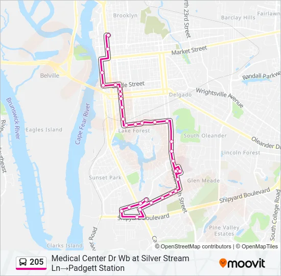 205 Bus Line Map