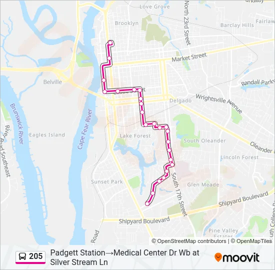 205 Bus Line Map