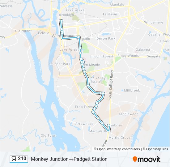 Mapa de 210 de autobús