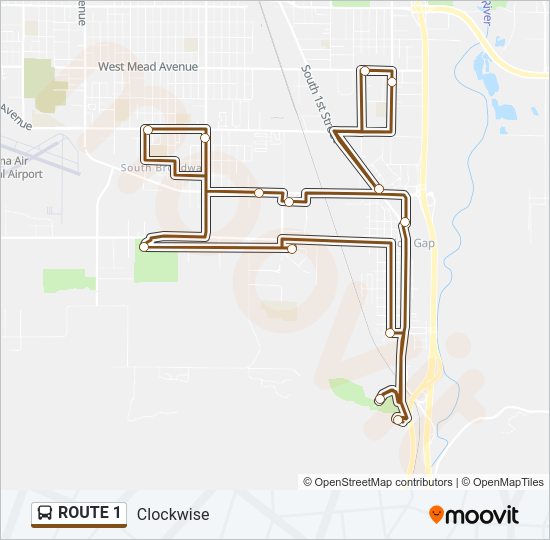 ROUTE 1 bus Line Map