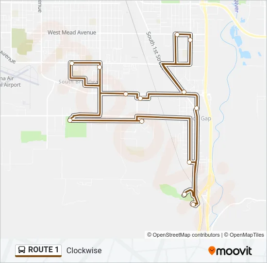 ROUTE 1 Bus Line Map