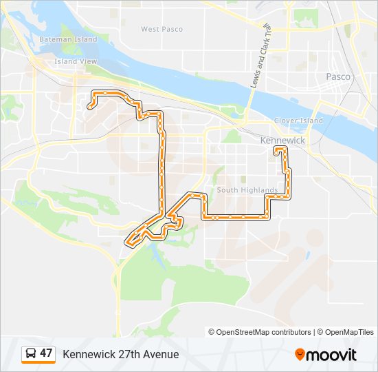 47 bus Line Map