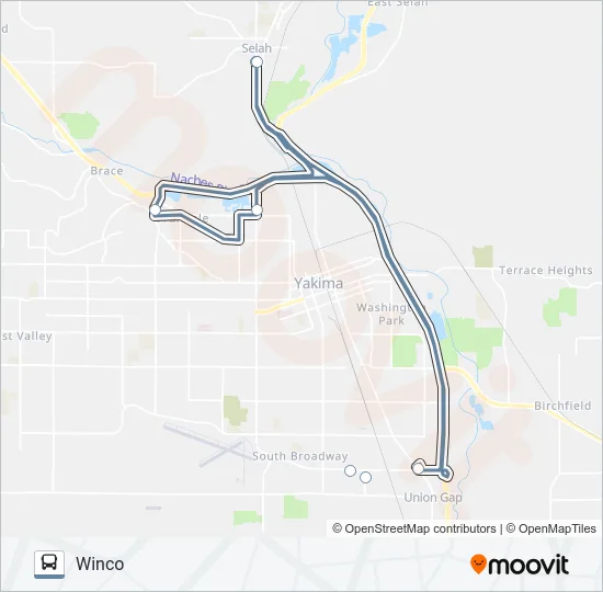 SELAH-YAKIMA Bus Line Map