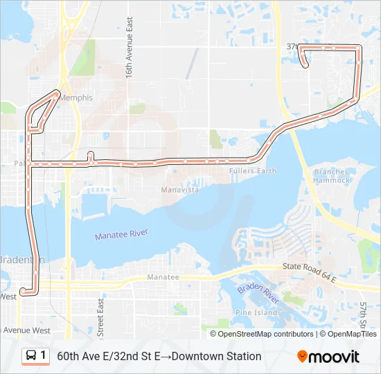 1 Bus Line Map