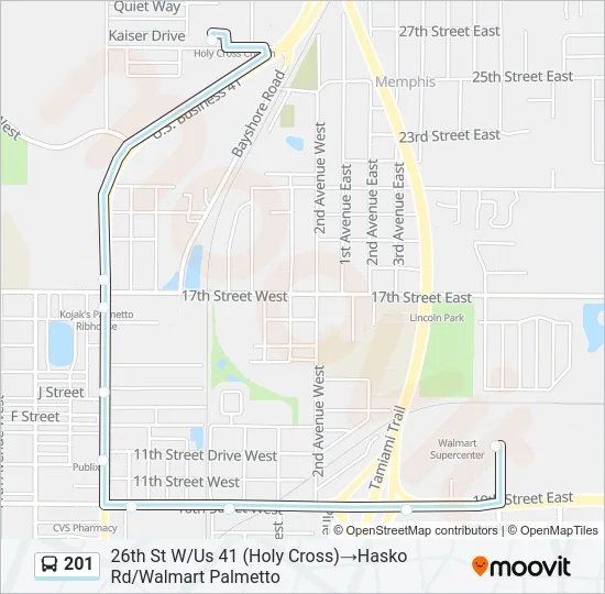 201 Bus Line Map