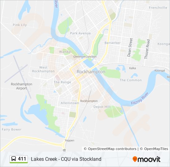 Cqu North Rockhampton Map 411 Route: Schedules, Stops & Maps - Lakes Creek State School (Updated)