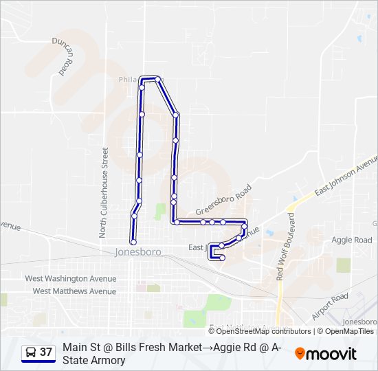 37 bus Line Map