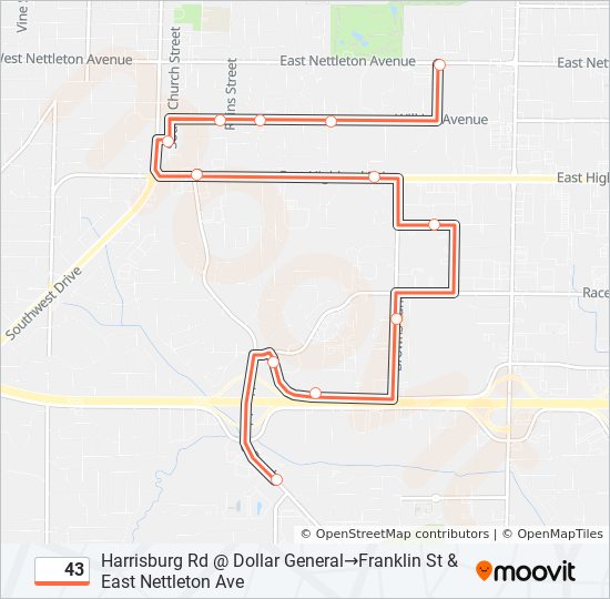 43 Route Schedules, Stops & Maps Harrisburg Rd Dollar General‎→