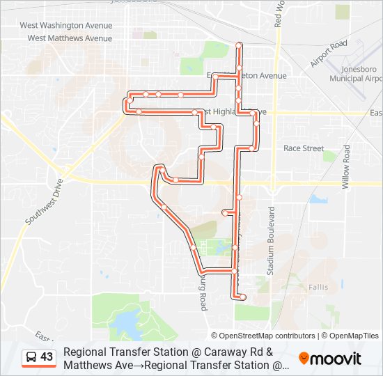 43 bus Line Map