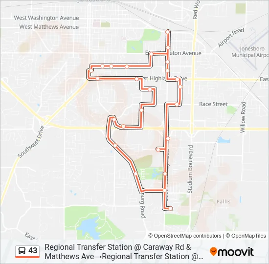 43 Bus Line Map