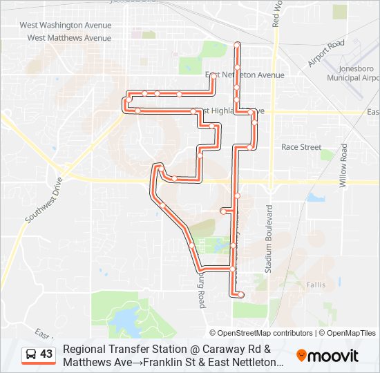 43 bus Line Map