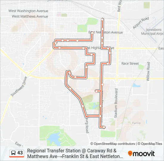 43 Bus Line Map