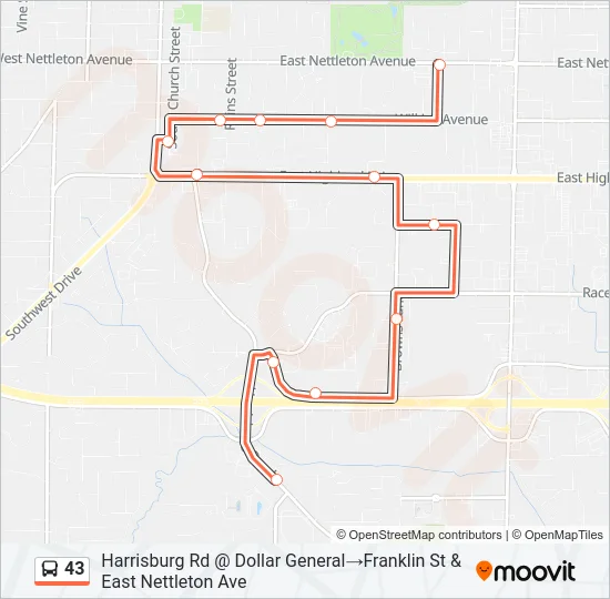 43 Bus Line Map