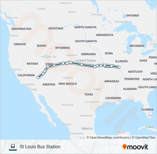GREYHOUND US1200 Bus Line Map