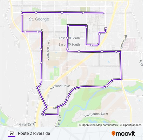 ROUTE 2 RIVERSIDE Bus Line Map