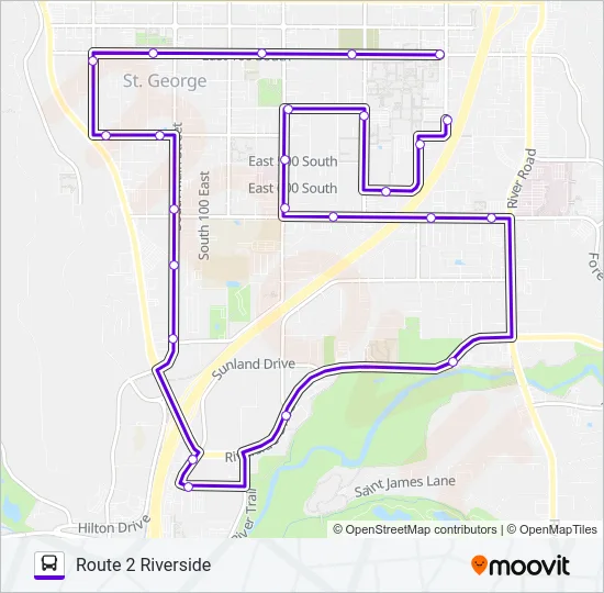 ROUTE 2 RIVERSIDE Bus Line Map