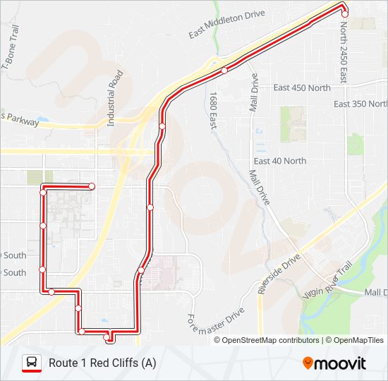 ROUTE 1 RED CLIFFS (A) Bus Line Map